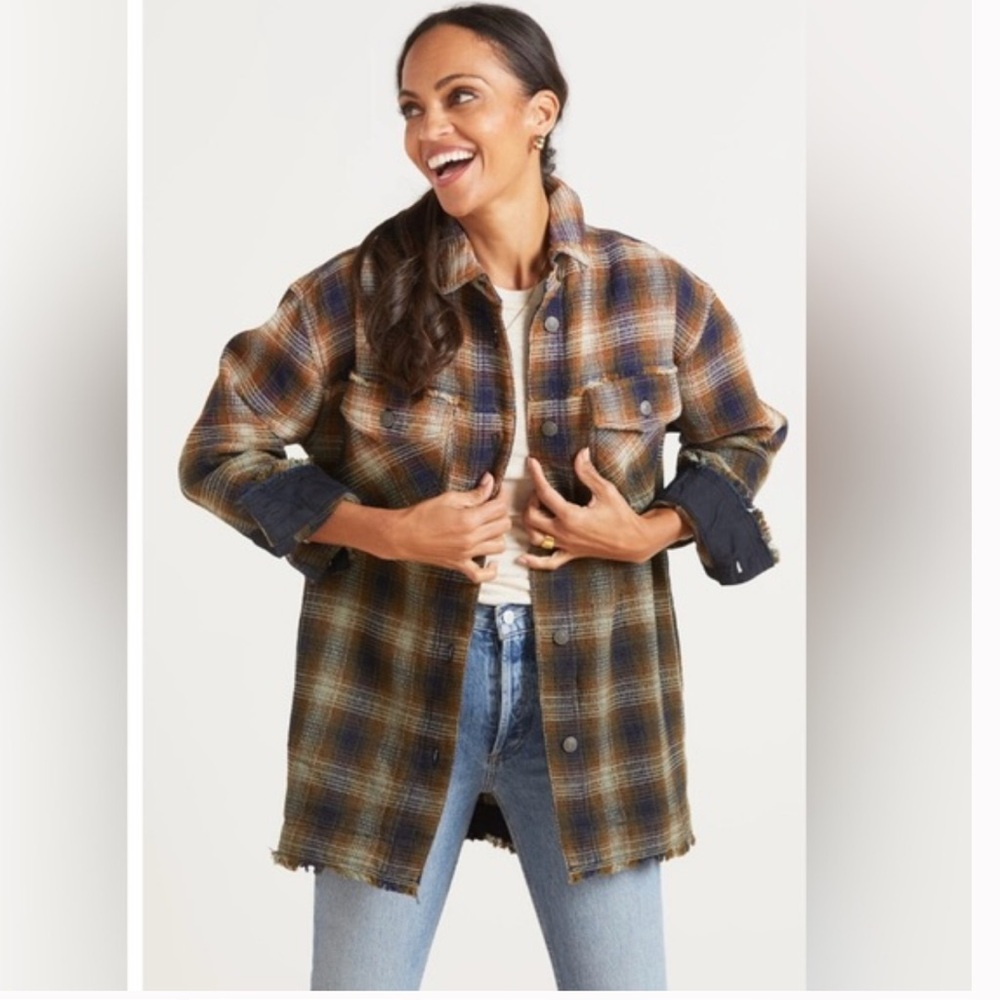 Free People We The Free Anneli Plaid Button-Up Shirt Jacket